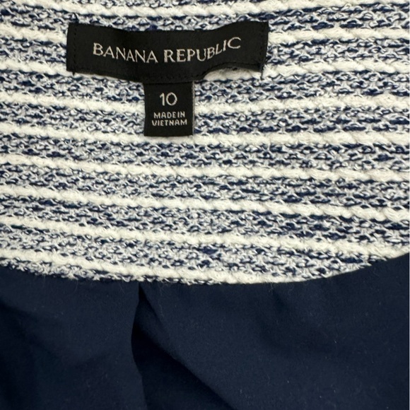 Banana Republic Navy and White tweed Blazer Size 10 - Picture 5 of 7
